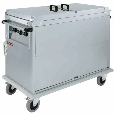 DIAMOND - Chariot bain marie 3x GN 1/1, 3 T°c, couvercles, armoire porte basculante