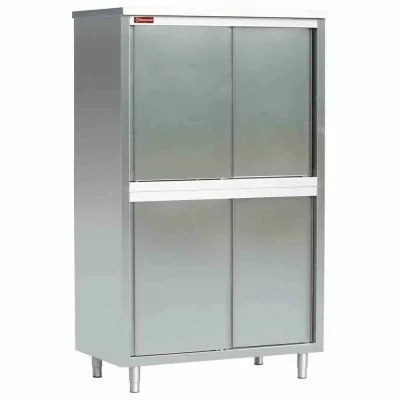 DIAMOND - Armoire haute inox largeur 1200 mm profondeur 700 mm avec portes coulissantes