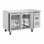 POLAR - Table réfrigérée positive inox 2 portes vitrées, capacité 205 L