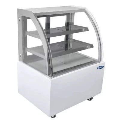 ATOSA - Vitrine semi-bombée avec service arrière blanche 310 L