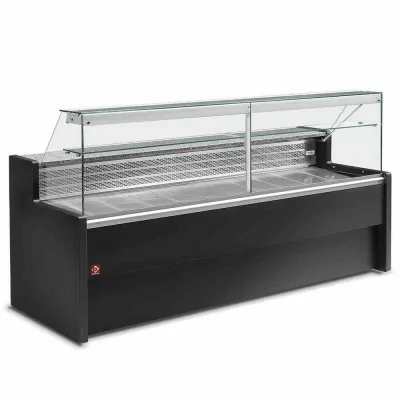 DIAMOND - Vitrine réfrigérée droite noire avec réserve, largeur 2000 mm