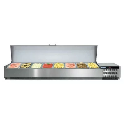 AFINOX - Vitrine réfrigérée GN 1/3 couvercle inox largeur 1815 mm