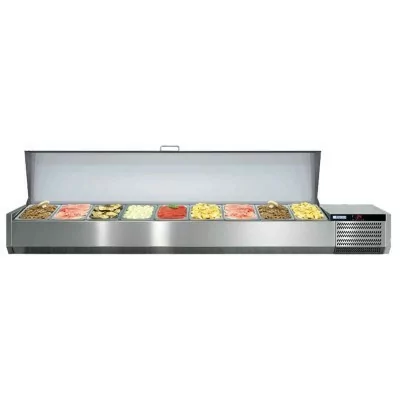 AFINOX - Vitrine réfrigérée GN 1/3 couvercle inox largeur 2560 mm