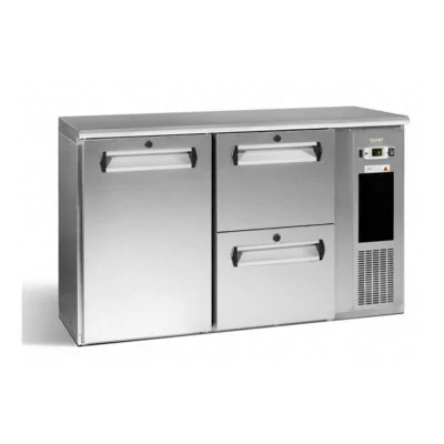 GAMKO - Arrière bar inox 1 porte pleine 2 tiroirs symétriques