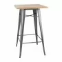 BOLERO - Table de bar Bistro grise avec plateau en bois