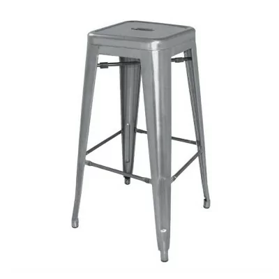 BOLERO - Tabourets hauts Bistro en acier galvanisé gris métallisé (lot de 4)