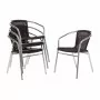 BOLERO - Fauteuils en rotin empilables noirs et aluminium (lot de 4)