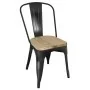 BOLERO - Chaise en acier noir avec assise en bois bistro (lot de 4)