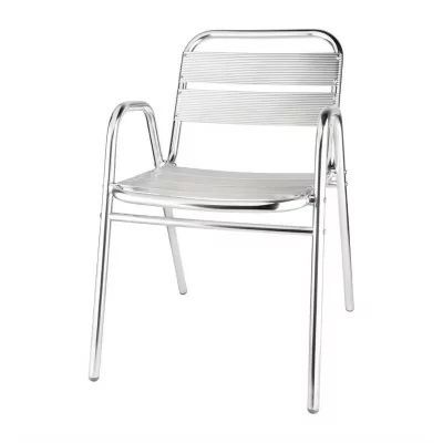 BOLERO - Fauteuils empilables en aluminium avec accoudoirs (lot de 4)