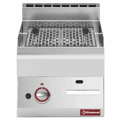 DIAMOND - Grill pierre de lave gaz grille en fonte L. 400 mm