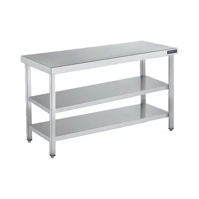 DISTFORM - Table inox centrale 2 étagères P. 550 mm L. 1600 mm