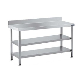 DISTFORM - Table inox adossée 2 étagères P. 550 mm L. 1000 mm