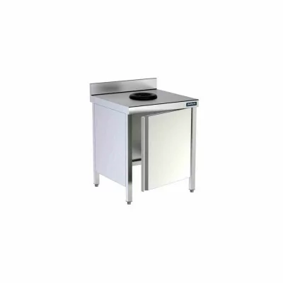 DISTFORM - Table adossée 700x700 avec orifice vide-déchets