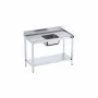 DISTFORM - Table du chef 1600x700 avec bac central, bord anti-ruissellement et étagère