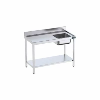 DISTFORM - Table du chef 1000x600 avec bac droite, bord anti-ruissellement et étagère