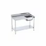 DISTFORM - Table du chef 1600x600 avec bac droite, bord anti-ruissellement et étagère