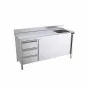 DISTFORM - Table du chef 2400x600 avec portes, module et bac à droite