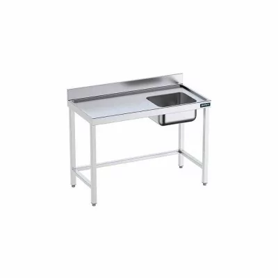 DISTFORM - Table du chef 1200x600 avec bac droite, bord anti-ruissellement et renforts