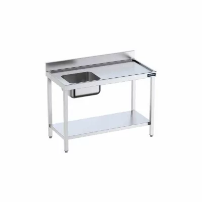 DISTFORM - Table du chef 1000x600 avec bac gauche, bord anti-ruissellement et étagère