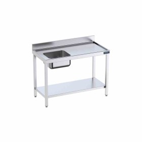 DISTFORM - Table du chef 1200x600 avec bac gauche, bord anti-ruissellement et étagère