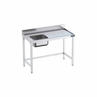 DISTFORM - Table du chef 1200x600 avec bac gauche, bord anti-ruissellement et renforts