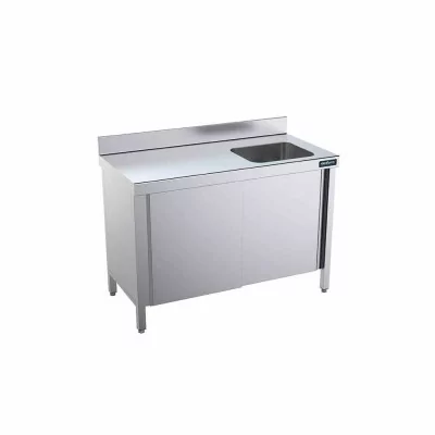 DISTFORM - Table du chef 1400x600 avec portes et bac à droite