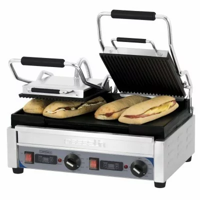 CASSELIN - Grill panini avec minuterie double Premium rainuré-lisse