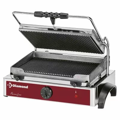 DIAMOND - Grill panini électrique plaques en fonte rainurées 435 mm