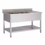 GASTRO M - Plonge inox 2 bacs avec étagère égouttoir à droite P. 700 mm L. 1600 mm