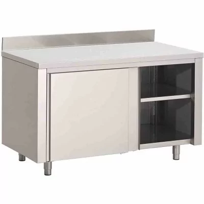 GASTRO M - Meuble de rangement inox adossé porte coulissante 2000x700x880 mm