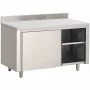 GASTRO M - Meuble de rangement inox portes coulissantes et dosseret P. 700 mm L. 1000 mm 