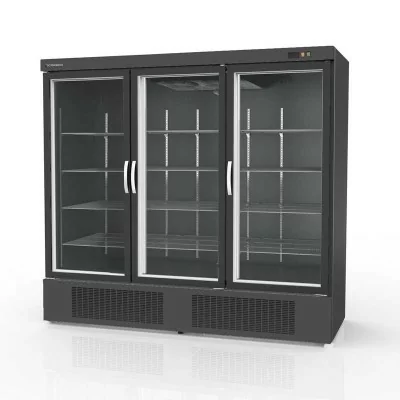 CORECO - Armoire gourmet 3 portes vitrées positive extérieur/intérieur noir