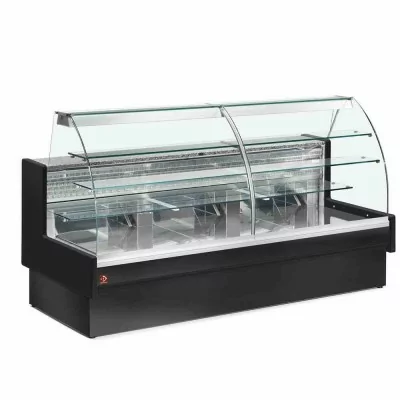 DIAMOND - Vitrine à pâtisserie bombée noire largeur 1400 mm