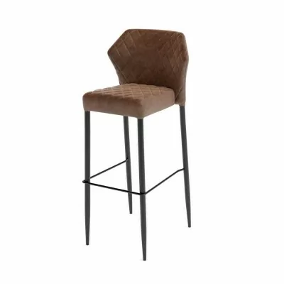 VEBA - Tabouret de bar Louis Cognac revêtement cuir synthétique ignifugé