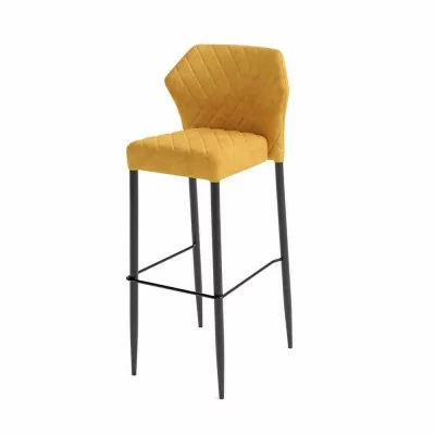 VEBA - Tabouret de bar Louis Jaune revêtement velours ignifugé