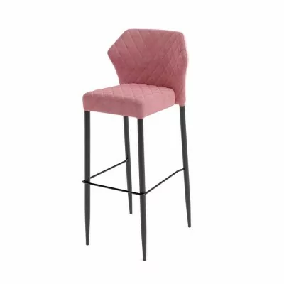 VEBA - Tabouret de bar Louis Rose revêtement velours ignifugé