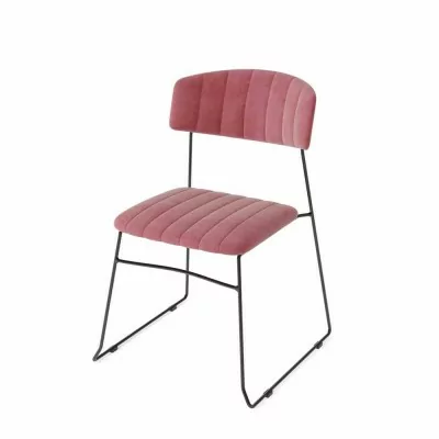 VEBA - Chaise empilable Mundo Rose revêtement velours ignifugé