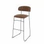 VEBA - Tabouret de bar Mundo Cognac revêtement cuir synthétique ignifugé