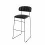 VEBA - Tabouret de bar Mundo Noir revêtement cuir synthétique ignifugé