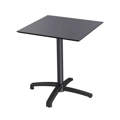 VEBA - Table de bistrot X Cross avec piètement noir + plateau HPL noir 70 x 70 cm