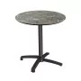 VEBA - Table de bistrot X Cross avec piètement noir + plateau HPL Galaxy Marble Ø 70 cm