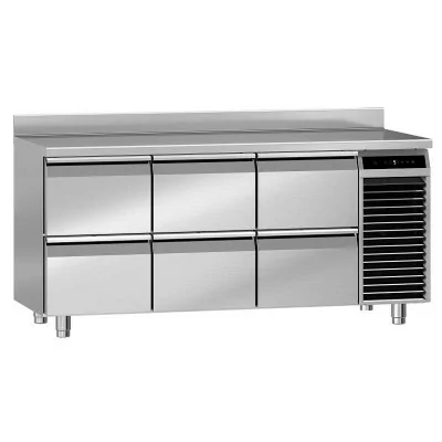 LIEBHERR - Meuble réfrigéré GN 1/1 positif 3 x 2 tiroirs 1/2 dessus inox avec dosseret