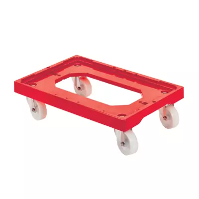 GILAC - Socle rouleur 4 roues pivotantes - chape acier - rouge