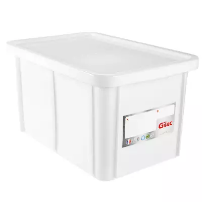 GILAC - Bac HACCP 55 L rectangulaire + couvercle - blanc 