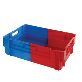 GILAC - Bac plein empilable emboîtable 600 x 400 x 184 mm bicolore 34 L – bleu/rouge