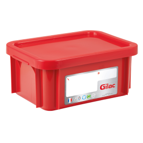 GILAC - Bac HACCP 12 L rectangulaire + couvercle - rouge 