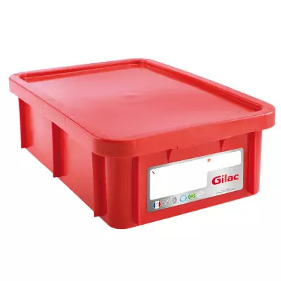 GILAC - Bac HACCP 25 L rectangulaire + couvercle - rouge 