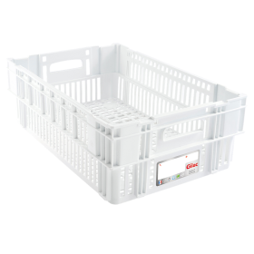 GILAC - Caisse ajourée empilable emboitable 600 x 400 x 197 mm HACCP - 37 L - blanc