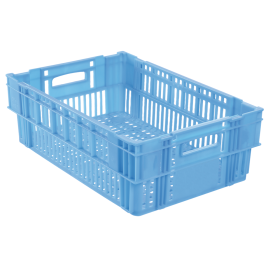 GILAC - Caisse ajourée empilable emboitable 600 x 400 x 197 mm - 37 L - bleu