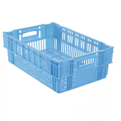 GILAC - Caisse ajourée empilable emboitable 600 x 400 x 197 mm - 37 L - bleu